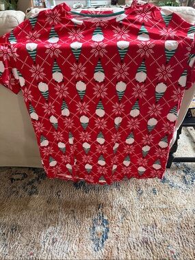 Secret Treasures Red Holiday Gnome Print Night Tee